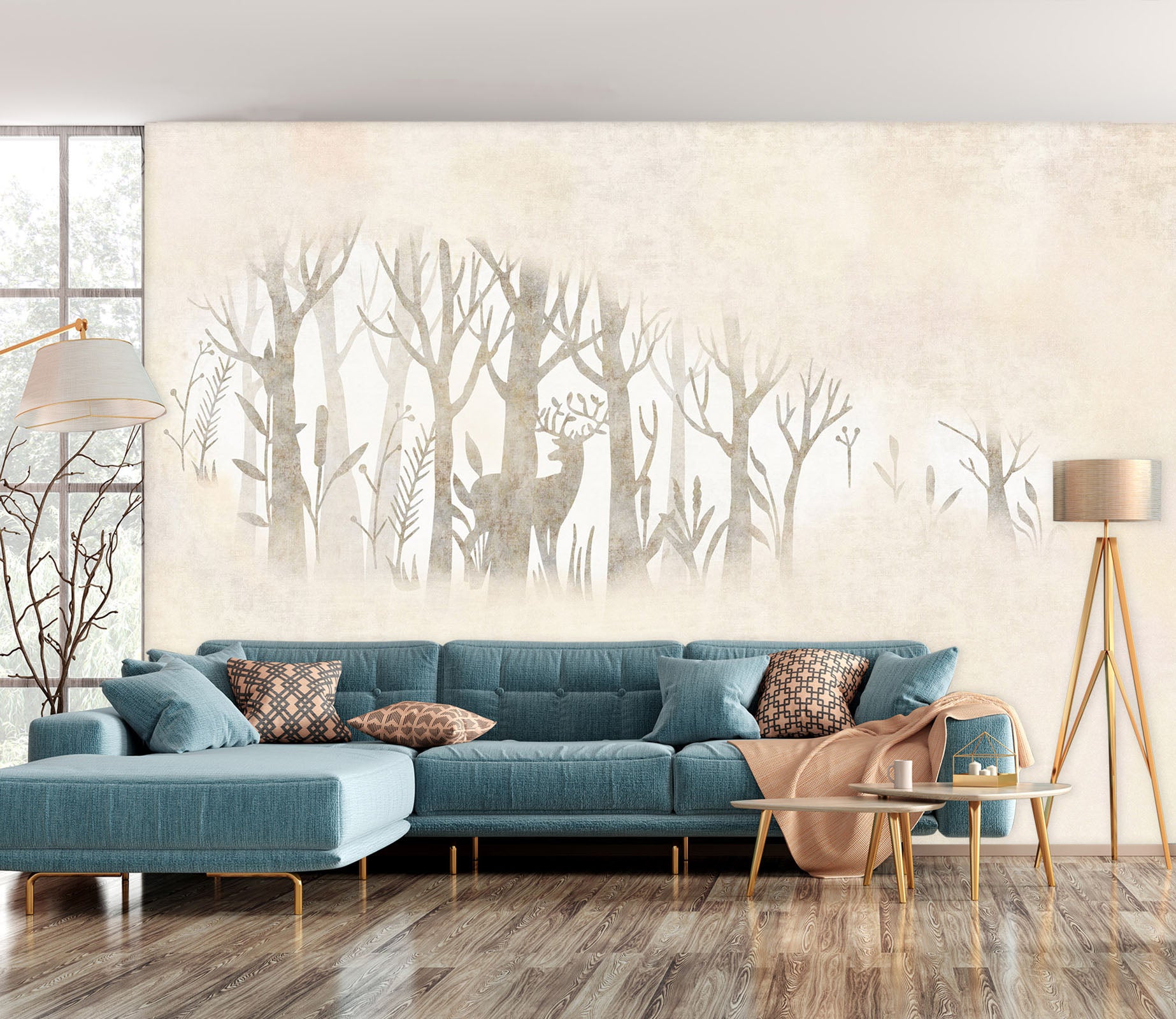 3D Forest Deer 1546 Wall Murals