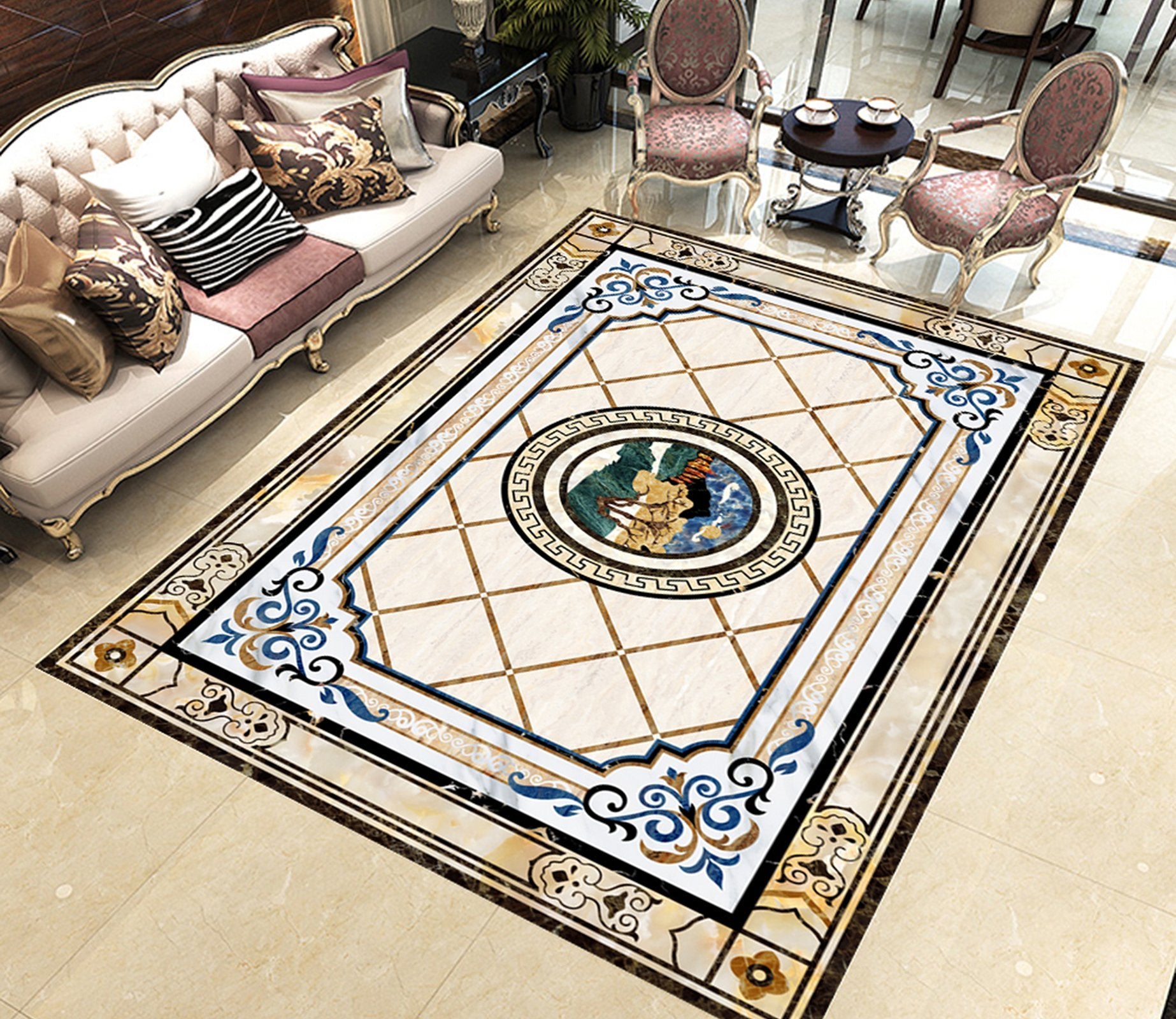 3D Blue Rectangle WG570 Floor Mural Wallpaper AJ Wallpaper 2 