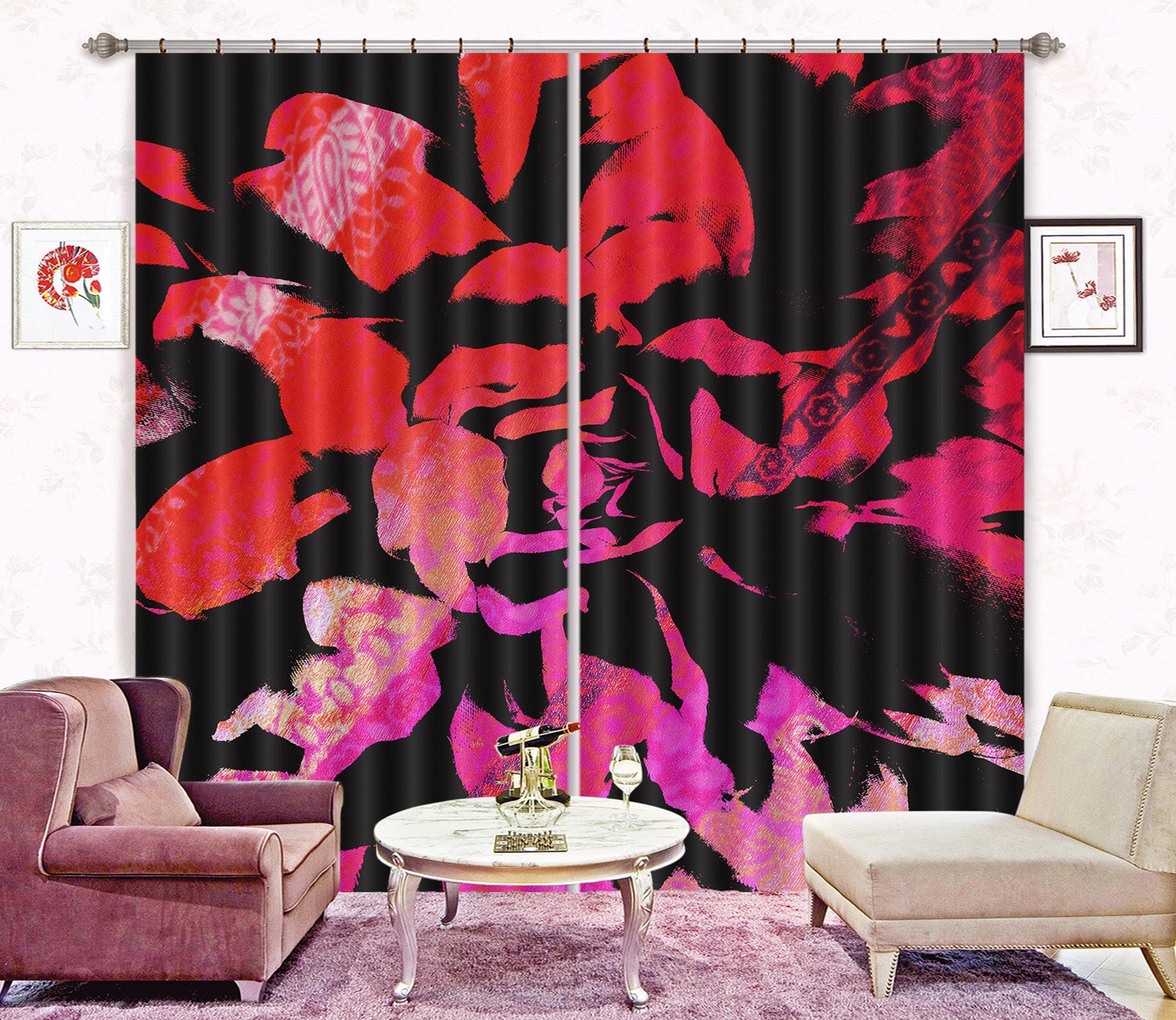 3D Red Pattern 19178 Shandra Smith Curtain Curtains Drapes