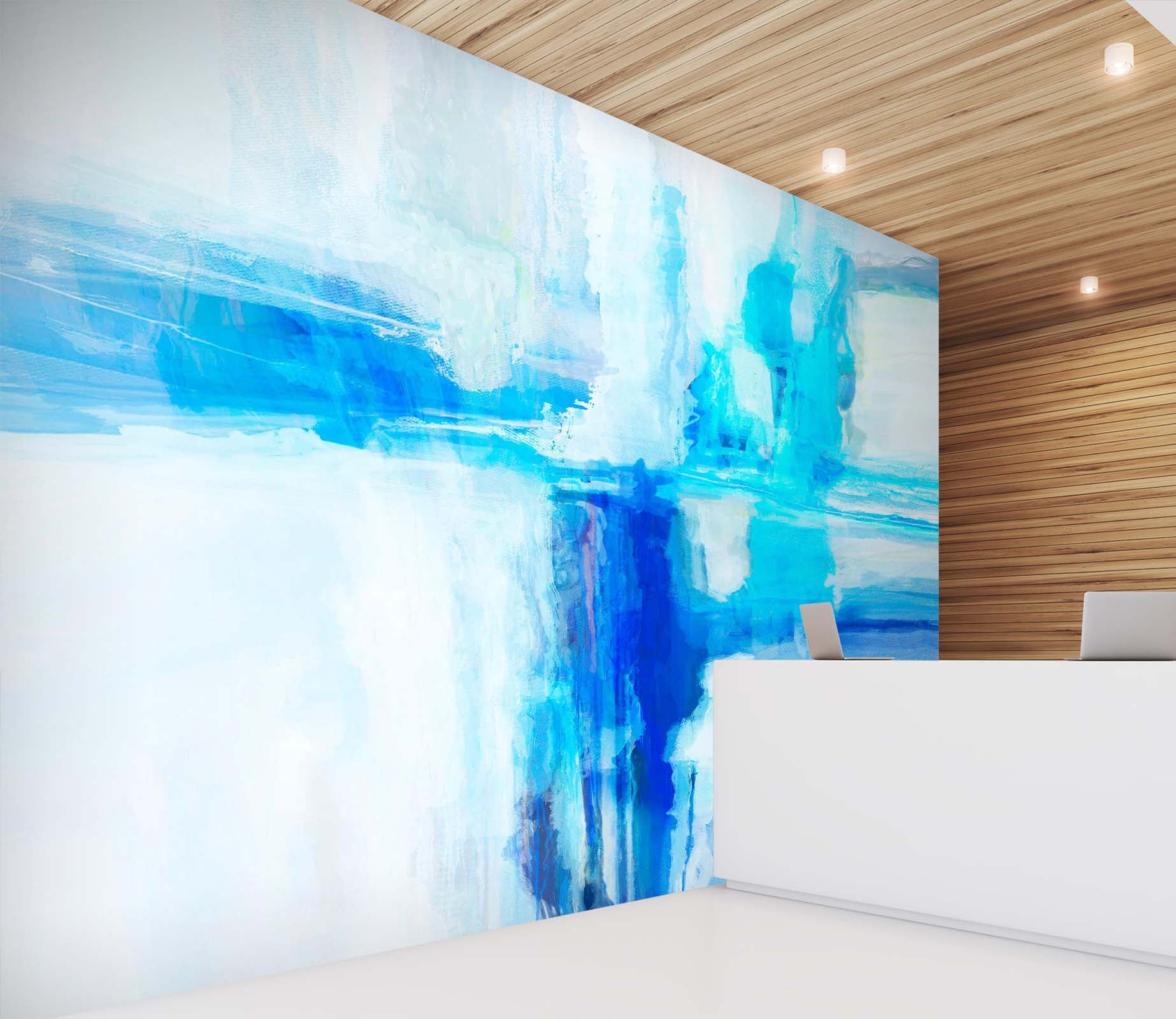 3D Blue Waterfall 1424 Michael Tienhaara Wall Mural Wall Murals