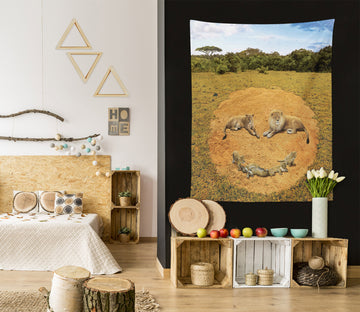 3D Grassland Lion 116202 Vincent Tapestry Hanging Cloth Hang