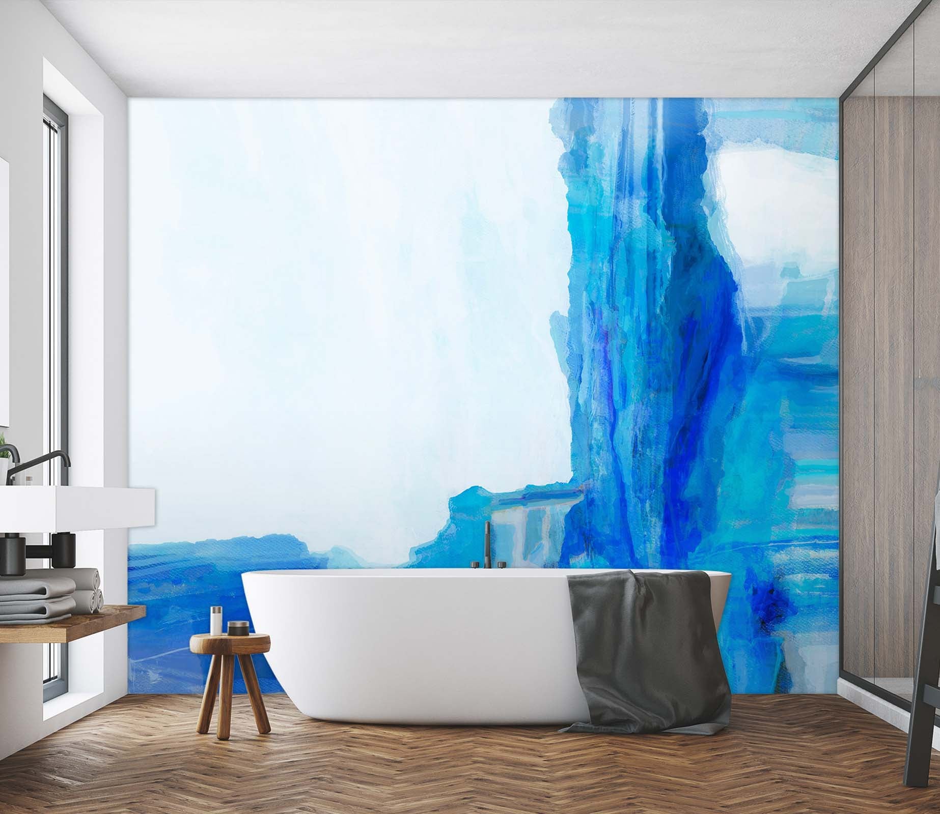 3D Blue Waterfall 1423 Michael Tienhaara Wall Mural Wall Murals