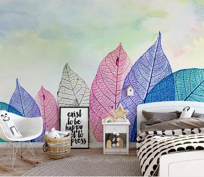 3D Colored Leaves 553 Wall Murals Wallpaper AJ Wallpaper 2 