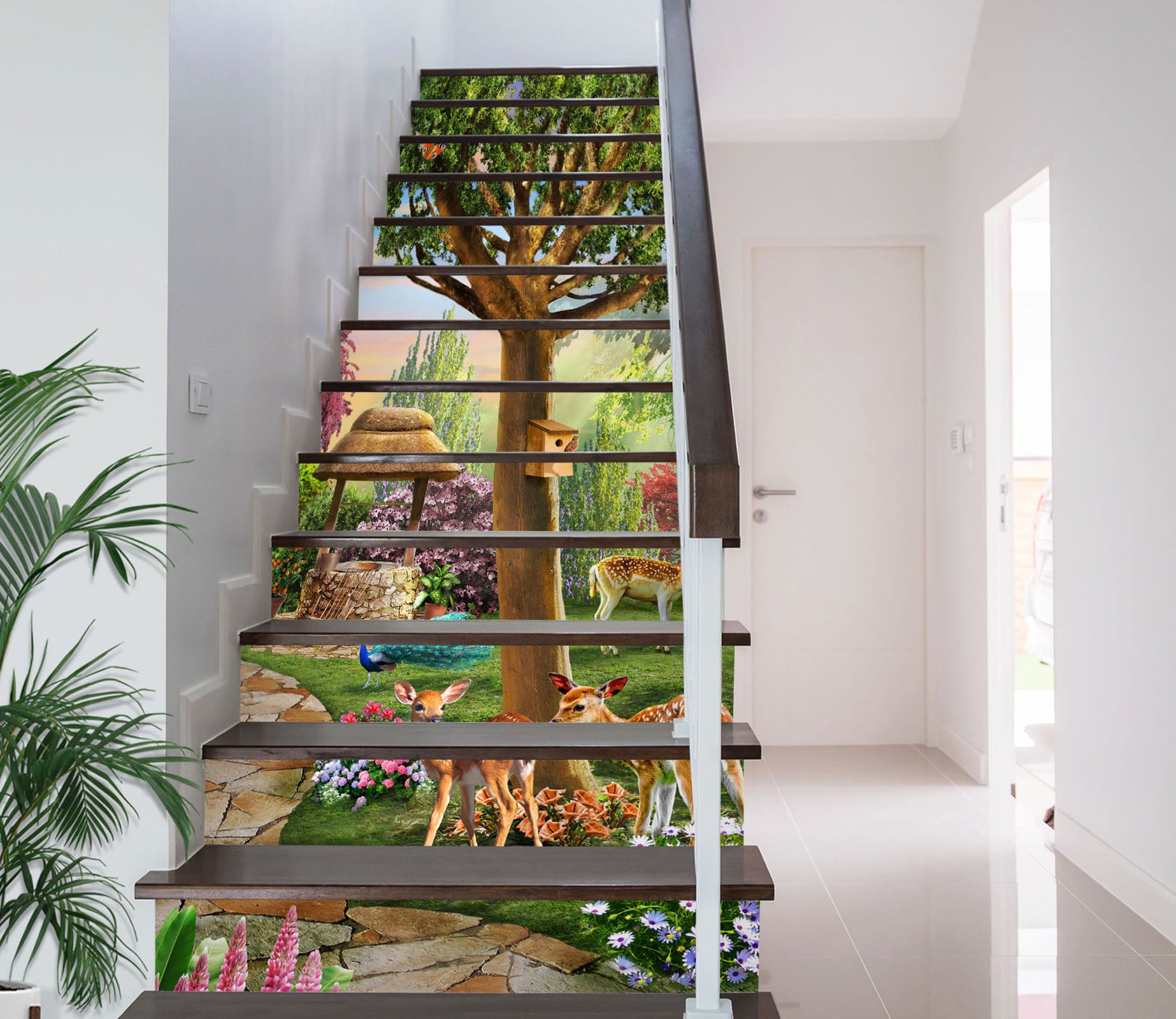 3D Trees Deer Well 96208 Adrian Chesterman Stair Risers