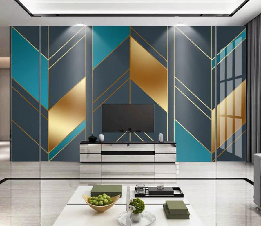 3D Three-color Quadrilateral 088 Wall Murals