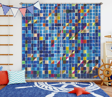 3D Blue Square 278 Allan P. Friedlander Curtain Curtains Drapes