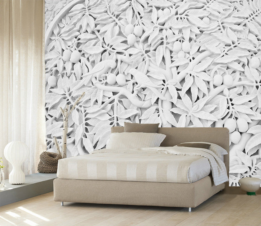 3D Carving Leaves 1593 Wall Murals