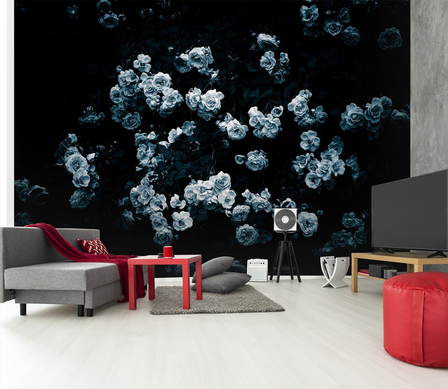 3D White Flowers 104 Noirblanc777 Wall Mural Wall Murals