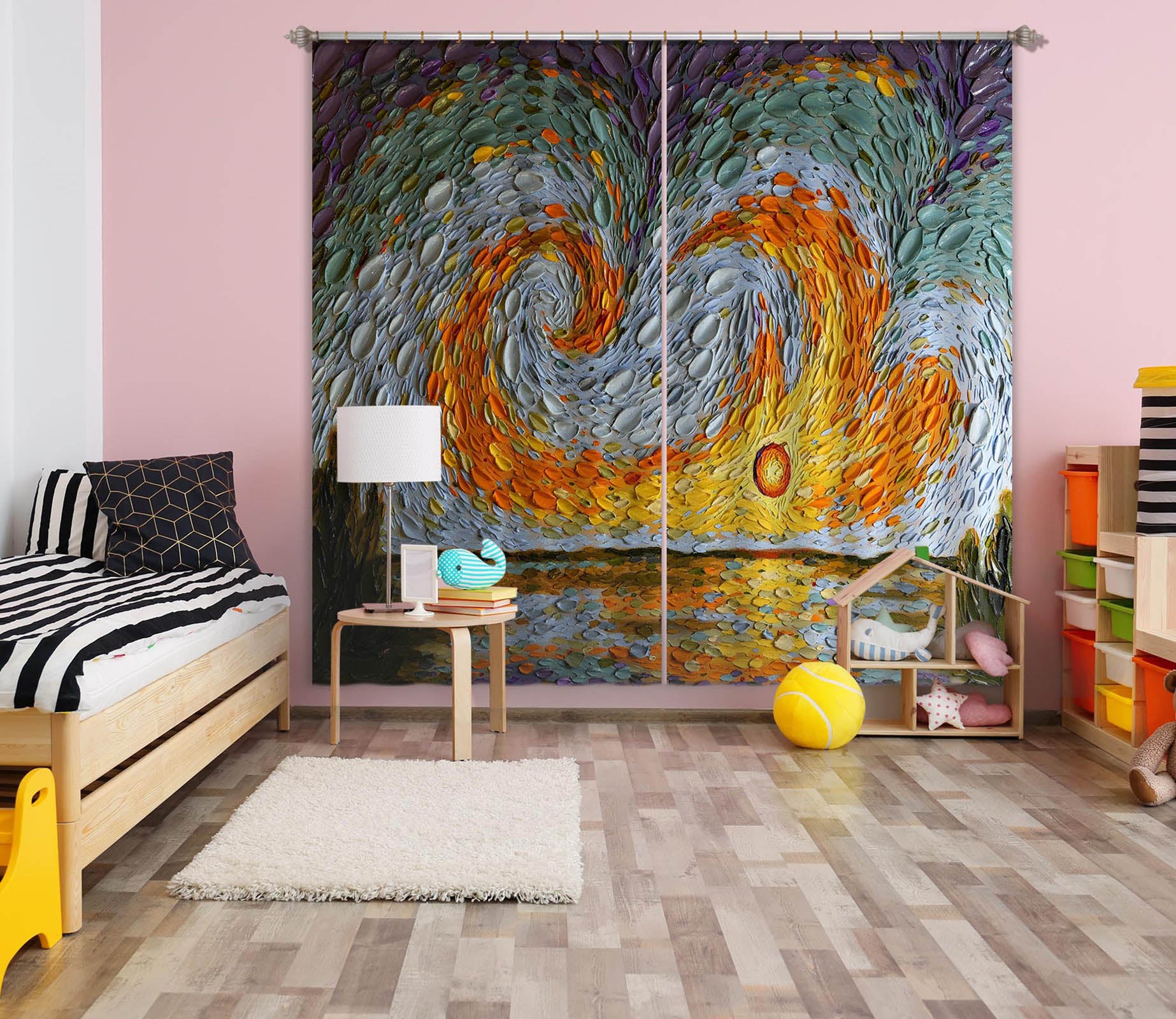 3D Orange Flame 047 Dena Tollefson Curtain Curtains Drapes