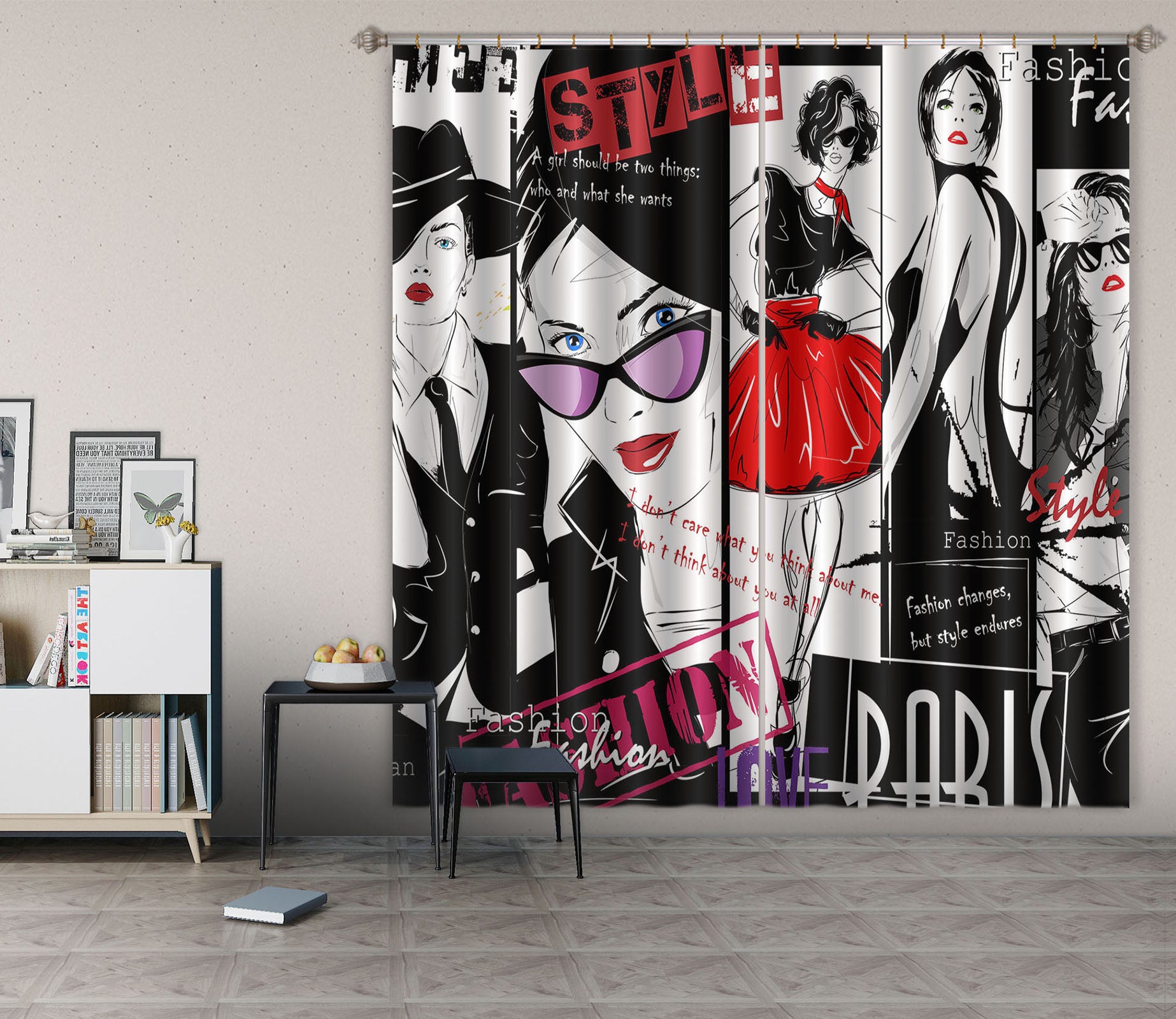 3D Fashion Girl 788 Curtains Drapes