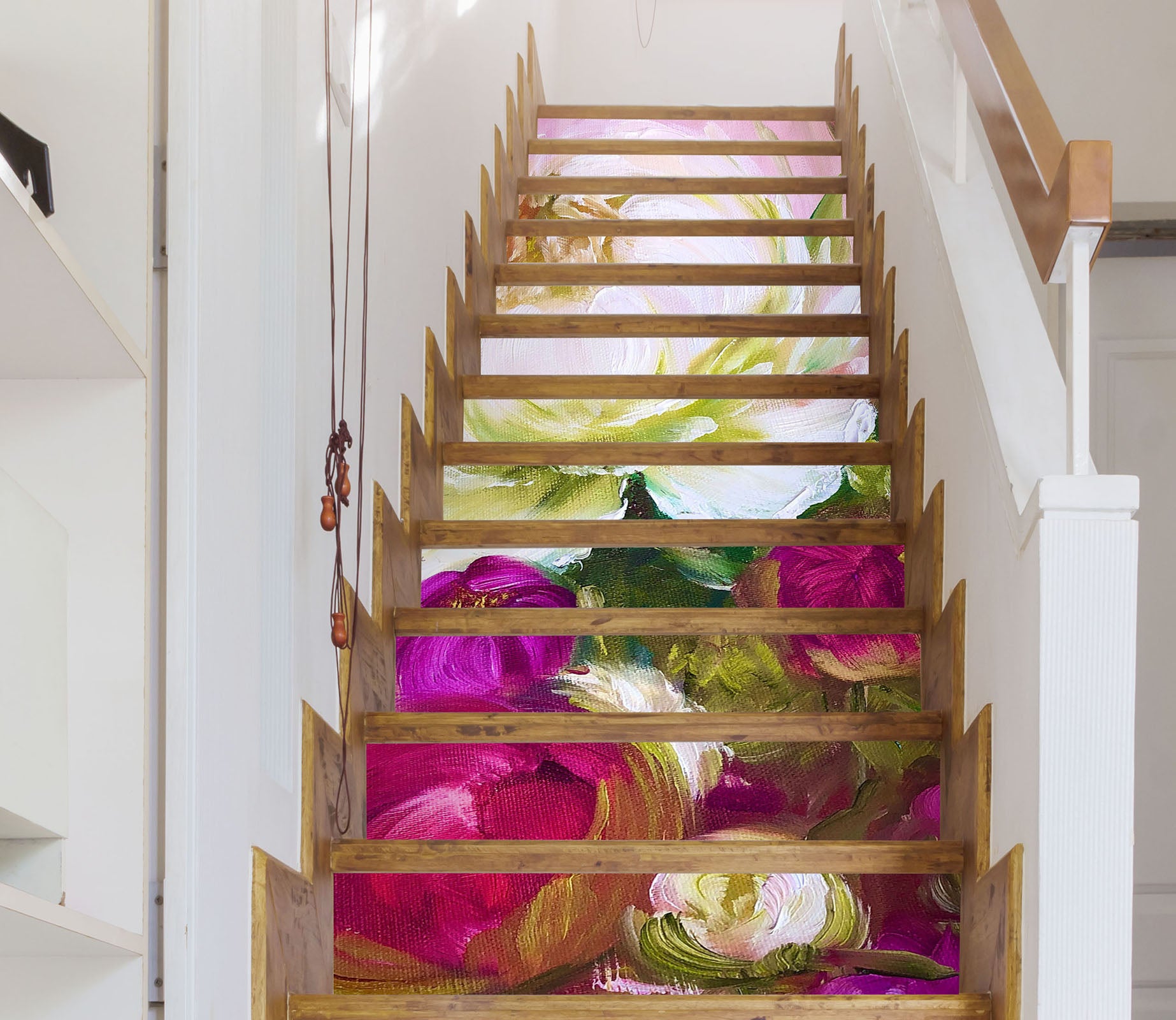 3D Red White Rose 2035 Skromova Marina Stair Risers