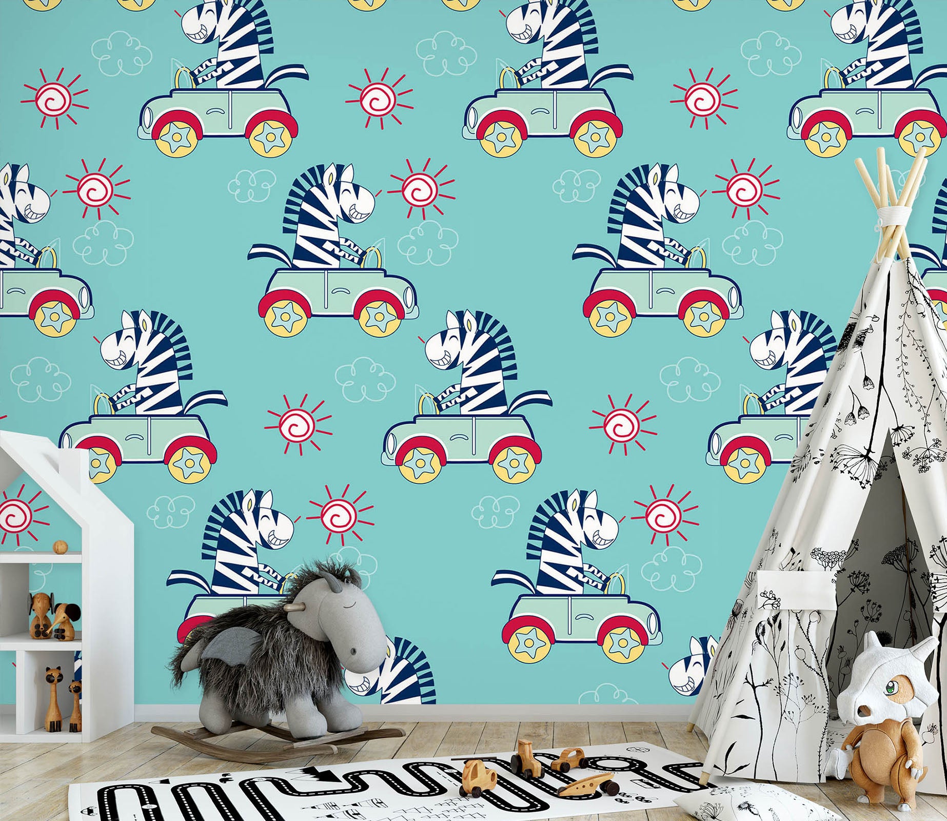 3D Car Zebra 57060 Wall Murals