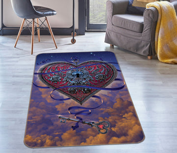 3D Heart And Key 1040 Vincent Hie Rug Non Slip Rug Mat