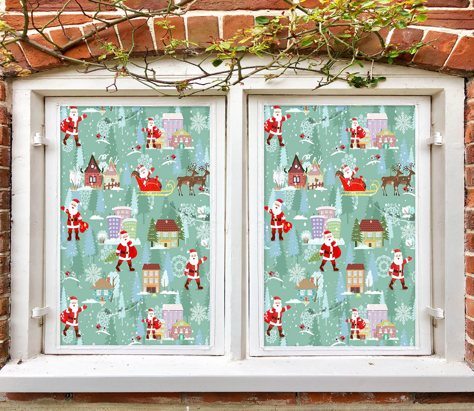 3D Santa House 31027 Christmas Window Film Print Sticker Cling Stained Glass Xmas