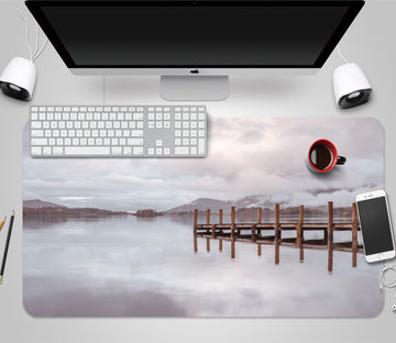 3D Lake Wooden Bridge 12441 Assaf Frank Desk Mat