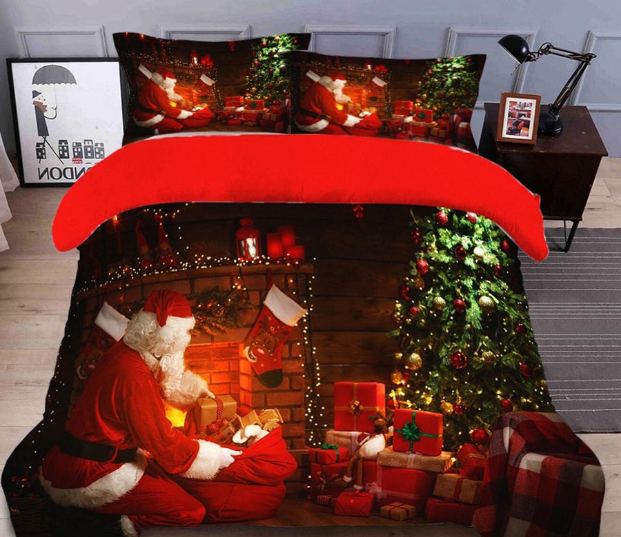 3D Santa Gift 32033 Christmas Quilt Duvet Cover Xmas Bed Pillowcases