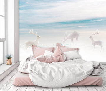 3D Hazy White Deer 521 Wallpaper AJ Wallpaper 2 