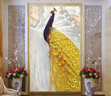3D Golden Peacock WG004 Wall Murals