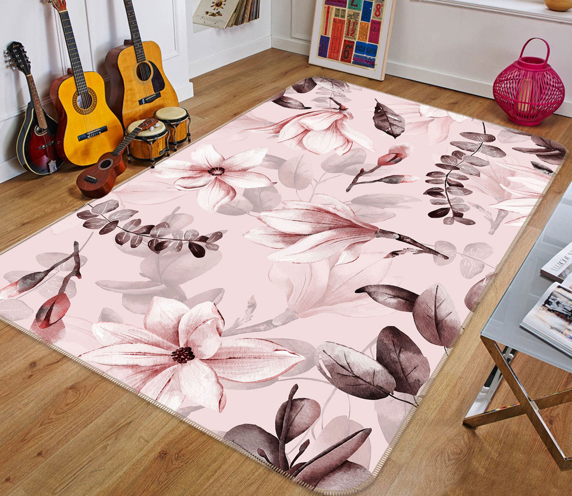 3D Pink Lily 164 Uta Naumann Rug Non Slip Rug Mat