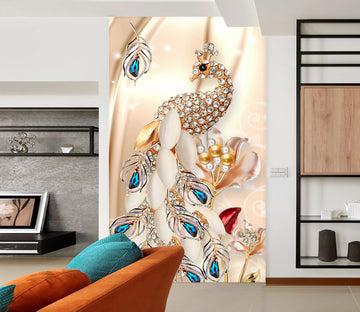 3D Diamond Peacock 1840 Wall Murals