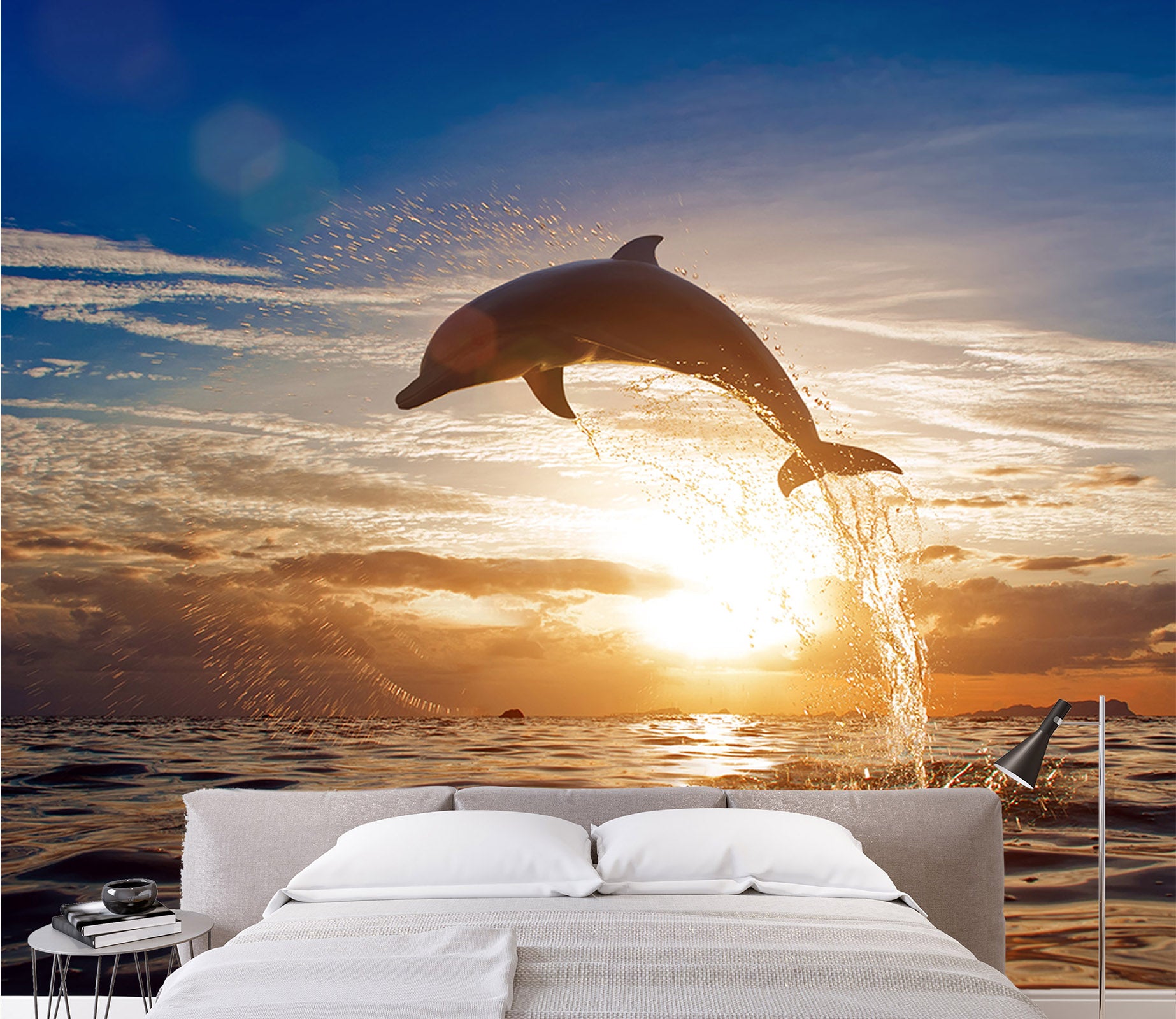 3D Dolphin Diving 107 Wall Murals
