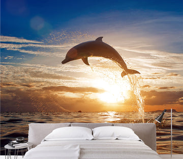3D Dolphin Diving 107 Wall Murals