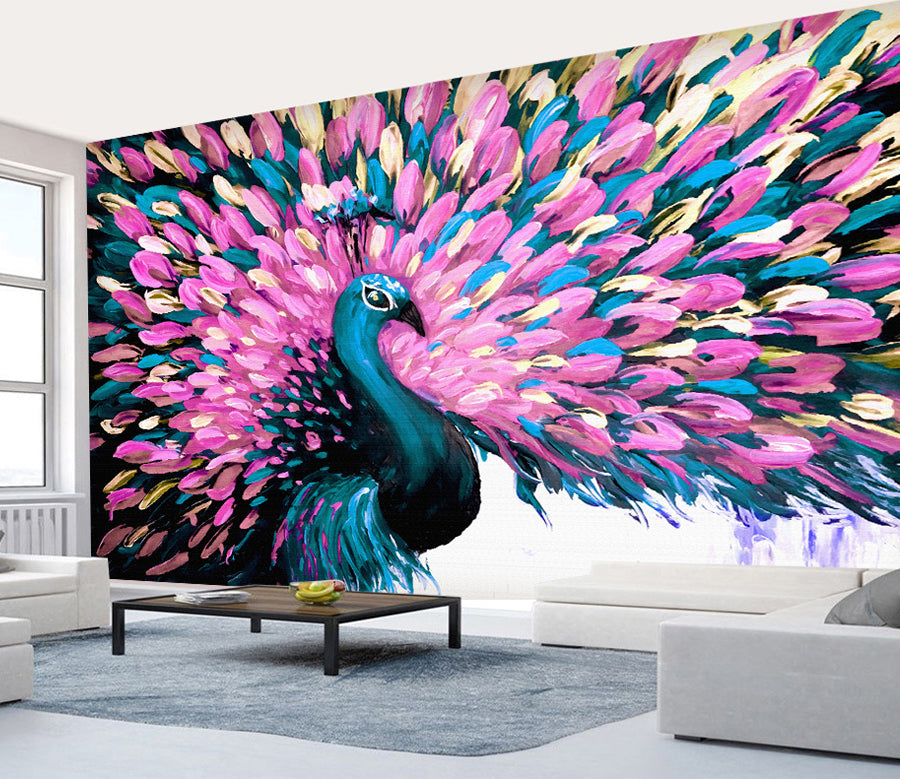 3D Peacock Opening WG208 Wall Murals