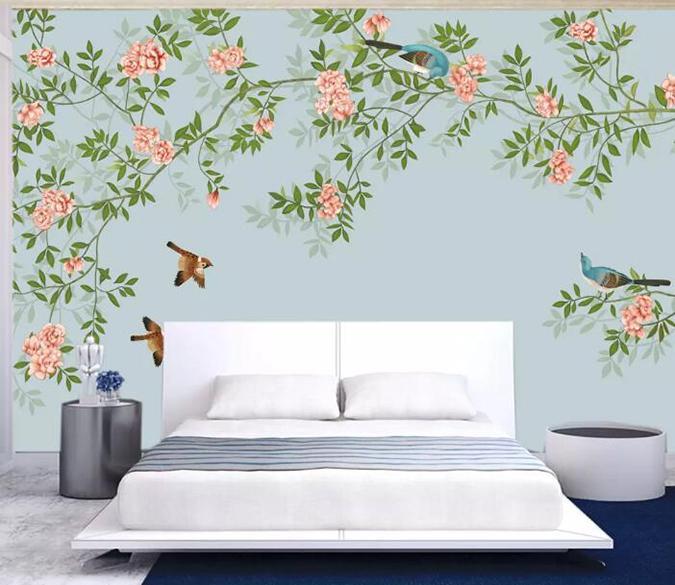 3D Bird Flower 875 Wall Murals Wallpaper AJ Wallpaper 2 