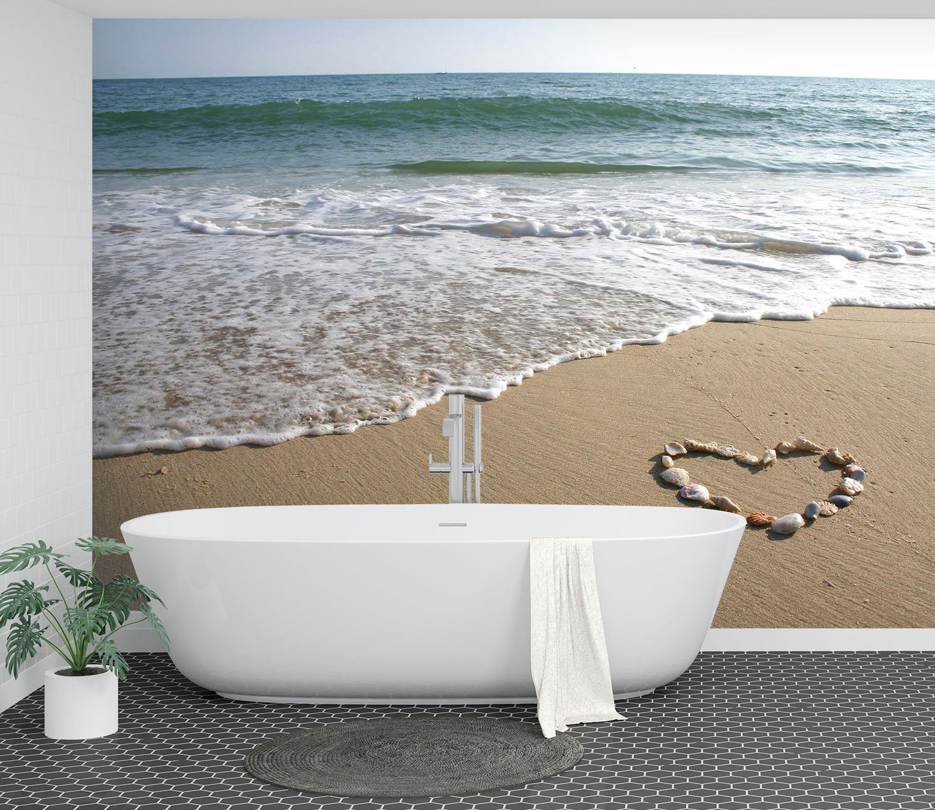 3D Beach Heart Type 099 Wall Murals Wallpaper AJ Wallpaper 2 