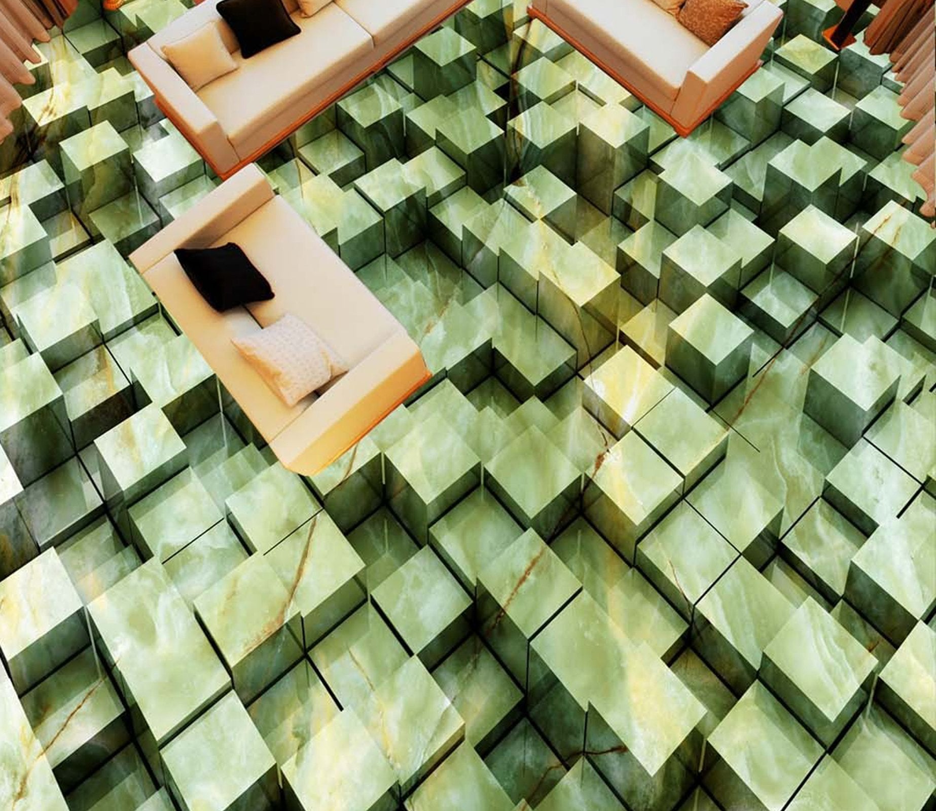 3D Green Diamond WG298 Floor Mural Wallpaper AJ Wallpaper 2 