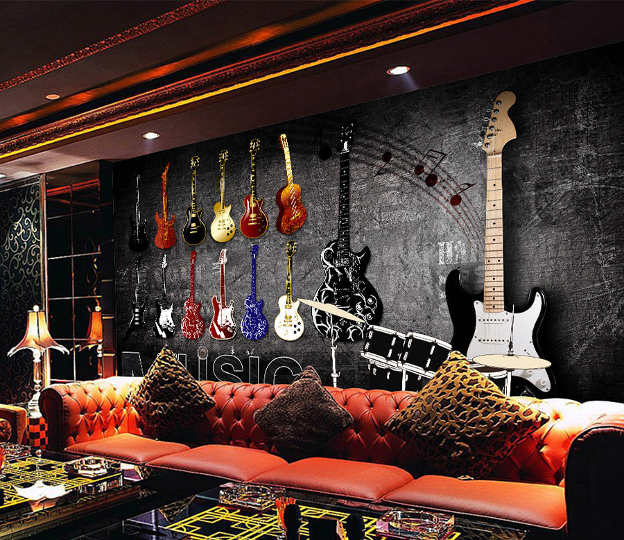 3D Guitar Note WG173 Wall Murals