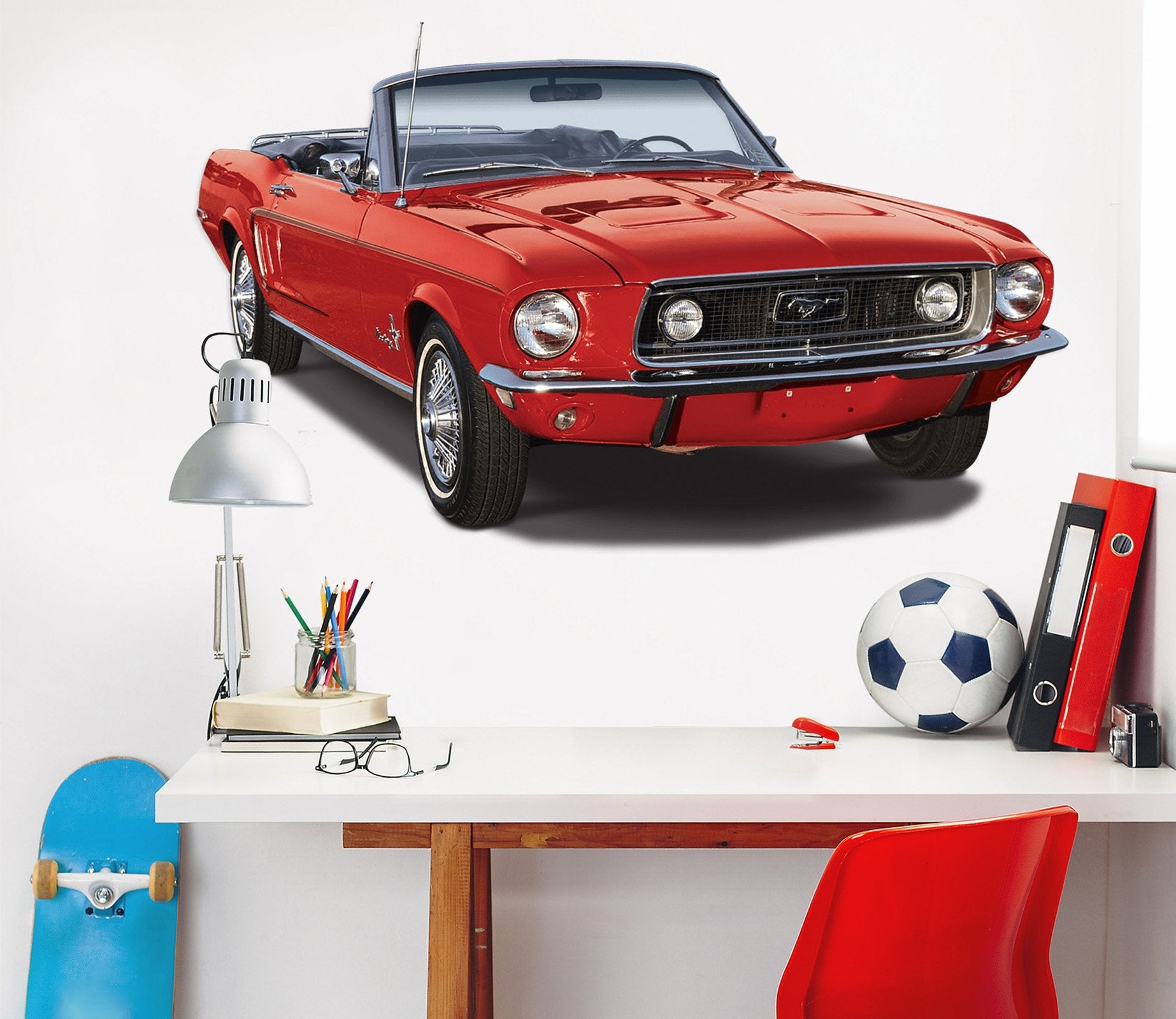 3D Vintage Mustang Red 0262 Vehicles Wallpaper AJ Wallpaper 