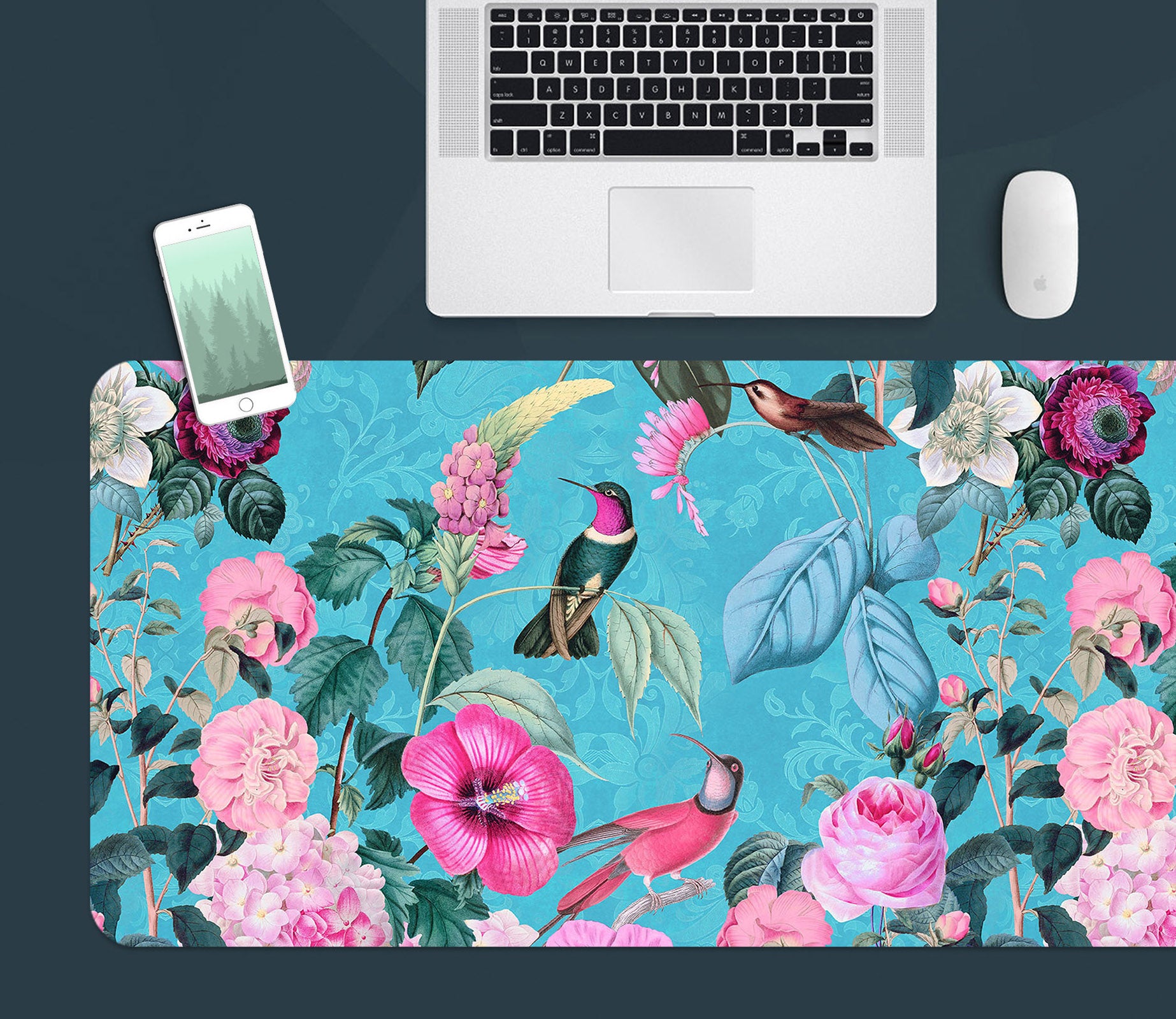 3D Pink Flower Bird 1000 Andrea Haase Desk Mat