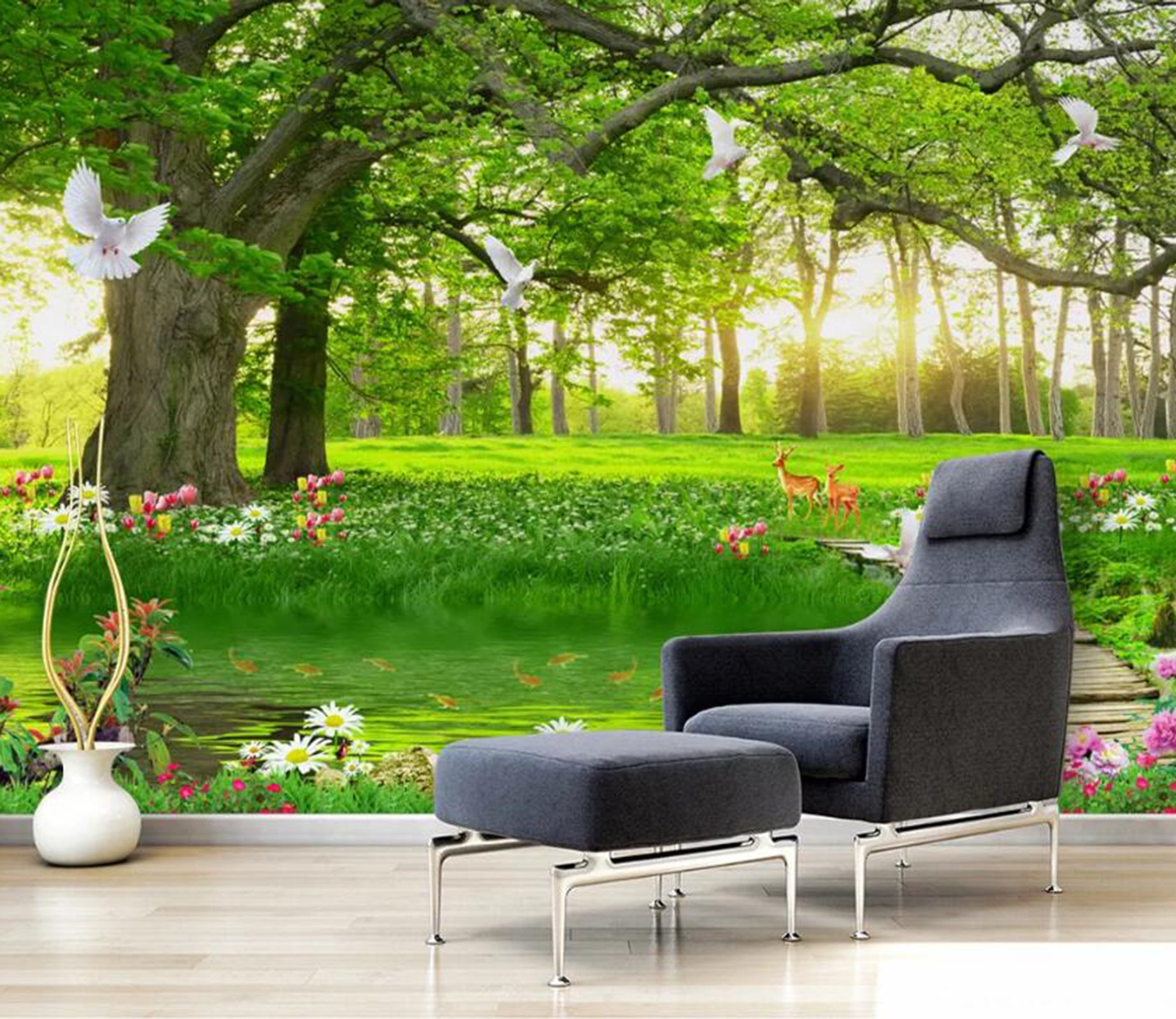 3D Green Forest WC65 Wall Murals Wallpaper AJ Wallpaper 2 