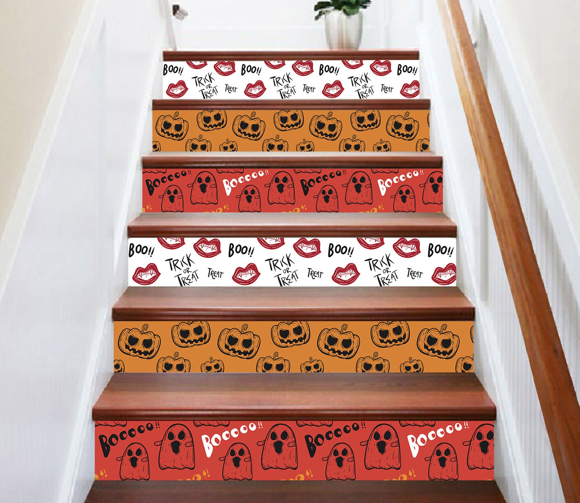 3D Cute Pumpkin And Ghost 644 Stair Risers