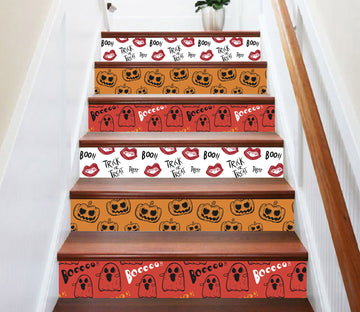 3D Cute Pumpkin And Ghost 644 Stair Risers
