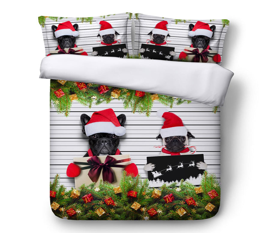 3D Christmas Dog 32172 Christmas Quilt Duvet Cover Xmas Bed Pillowcases