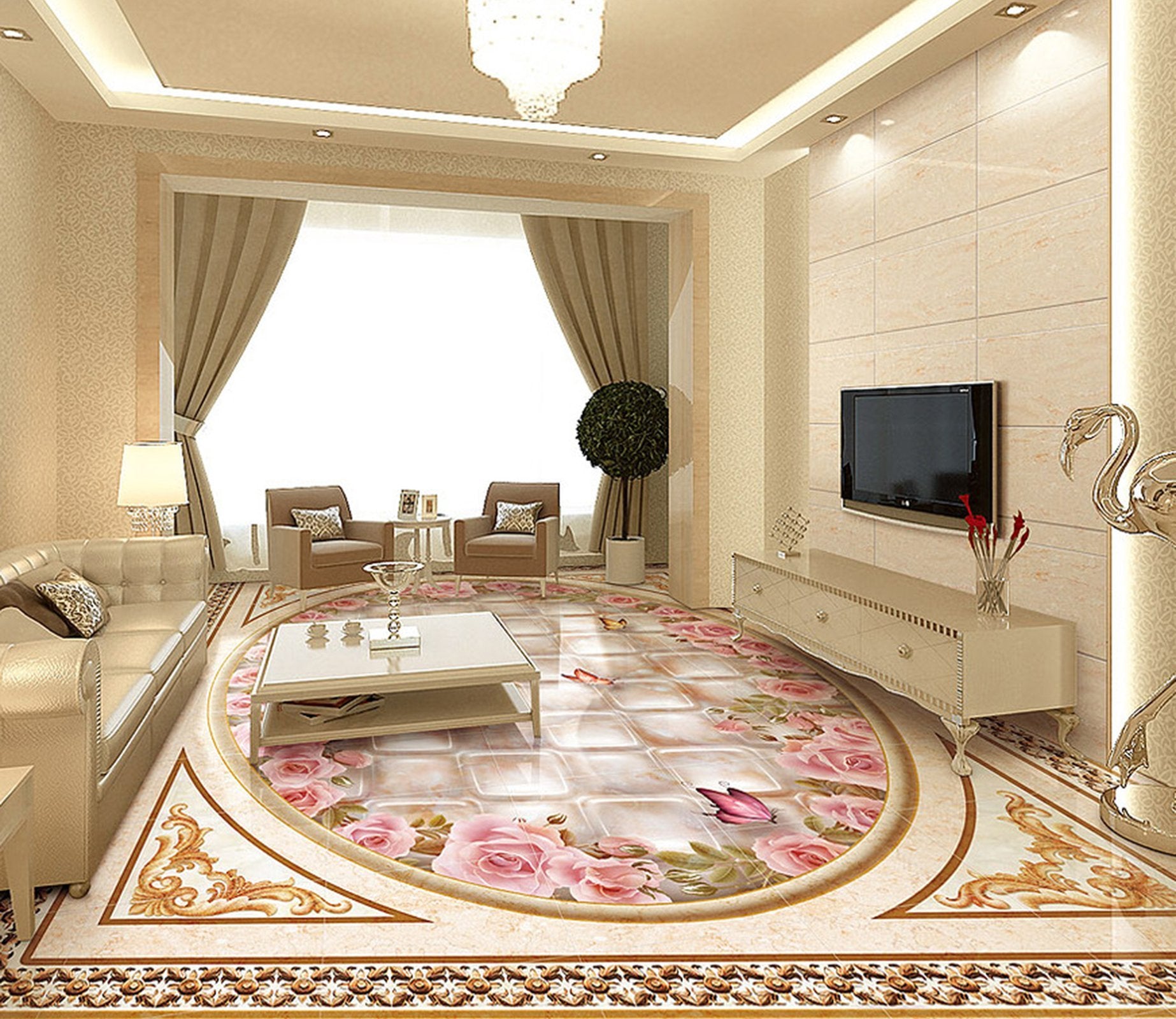 3D Pretty Flowers WG179 Floor Mural Wallpaper AJ Wallpaper 2 