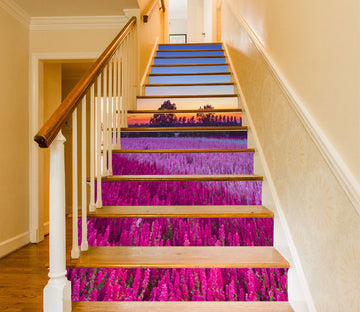 3D Pink Flower Field 10921 Assaf Frank Stair Risers