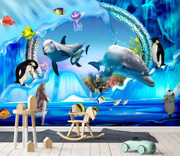 3D Happy Dolphin 1715 Wall Murals