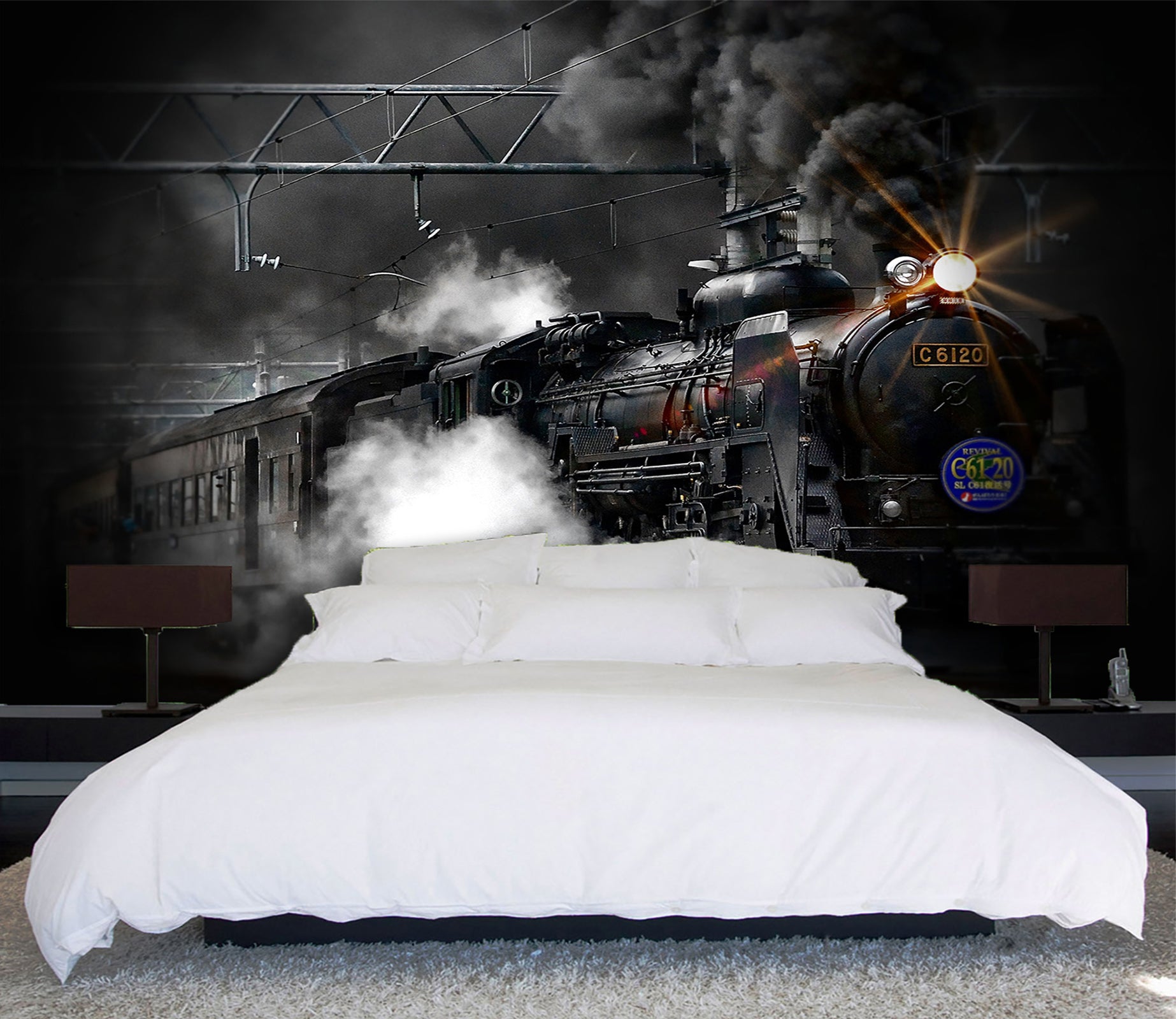 3D Night Train Lights 044 Vehicle Wall Murals