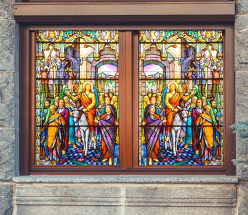 3D Believer Crowd 167 Window Film Print Sticker Cling Stained Glass UV Block