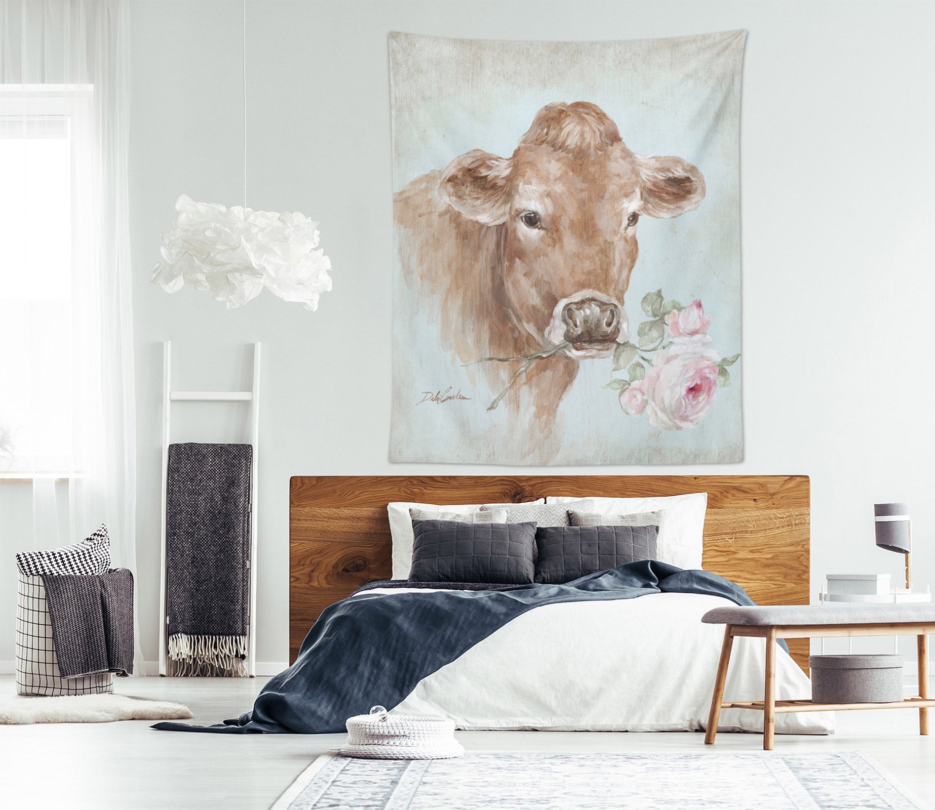 3D Brown Cow Rose 111204 Debi Coules Tapestry Hanging Cloth Hang
