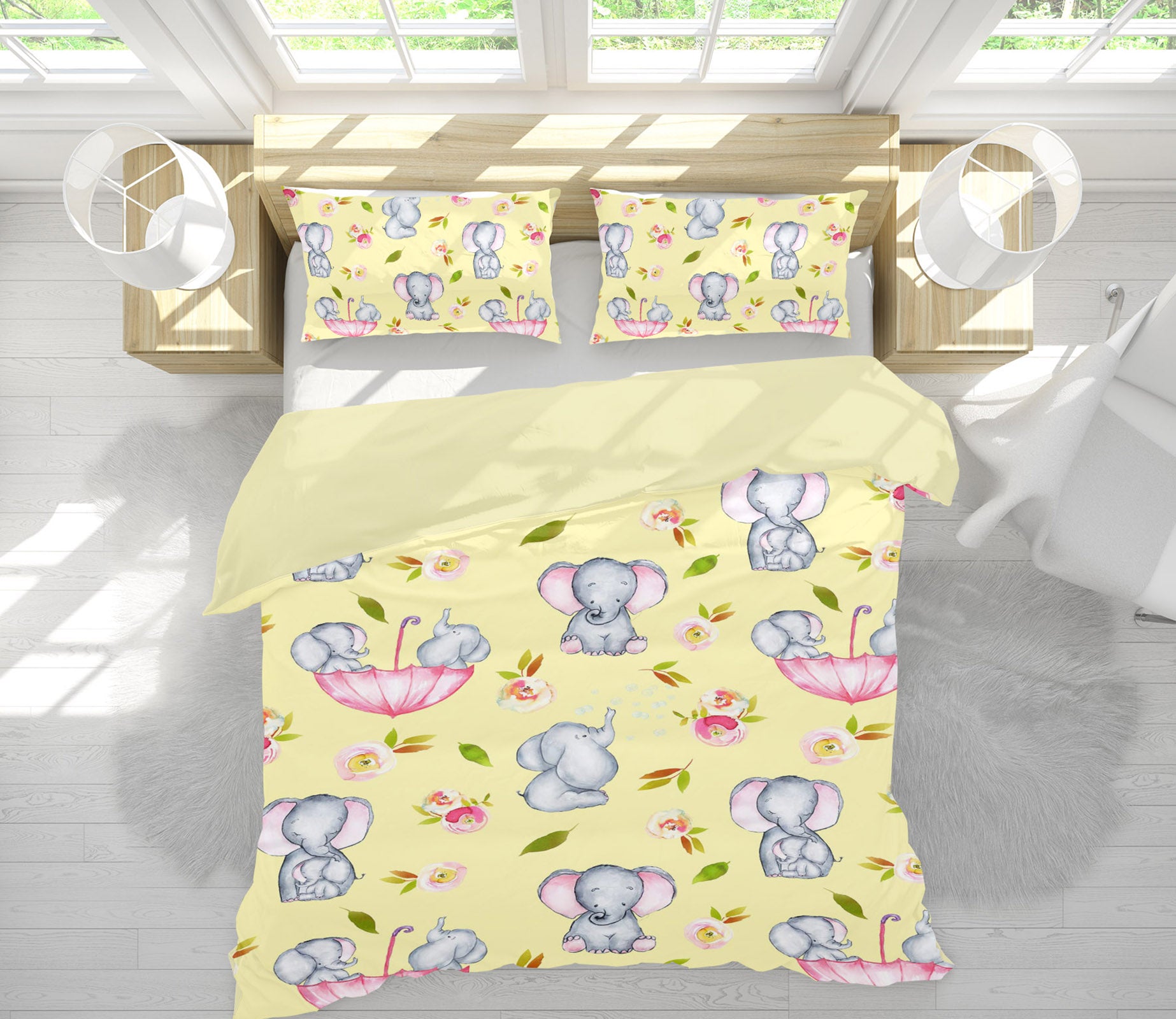 3D Yellow Elephant 223 Uta Naumann Bedding Bed Pillowcases Quilt