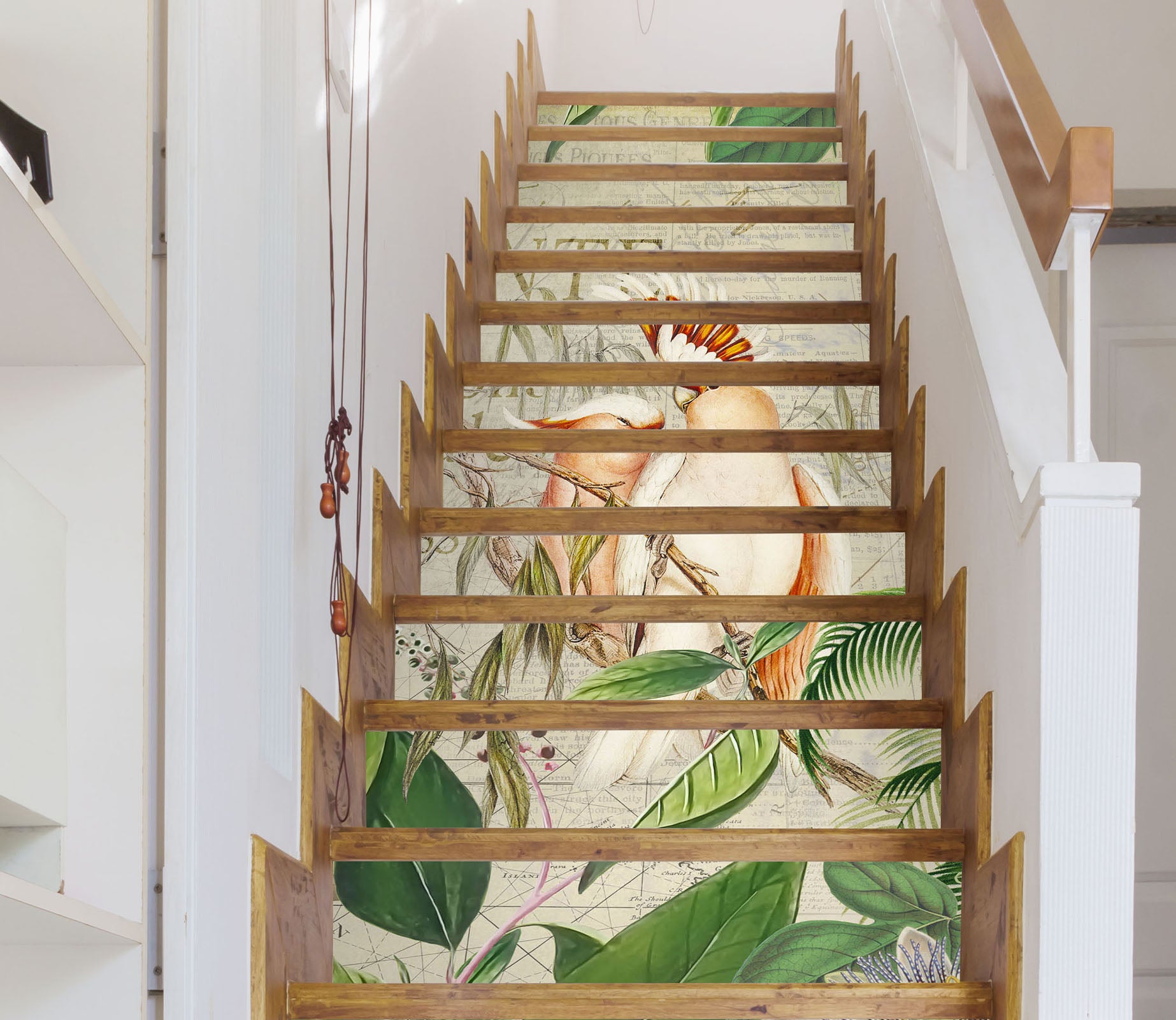 3D Parrot Green Leaves 11052 Andrea Haase Stair Risers