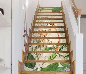 3D Parrot Green Leaves 11052 Andrea Haase Stair Risers