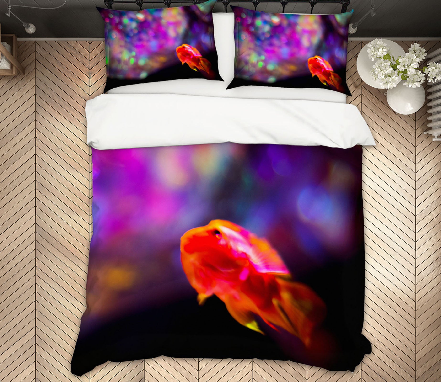 3D Goldfish Colored Lights 20118 Noirblanc777 Bedding Bed Pillowcases Quilt