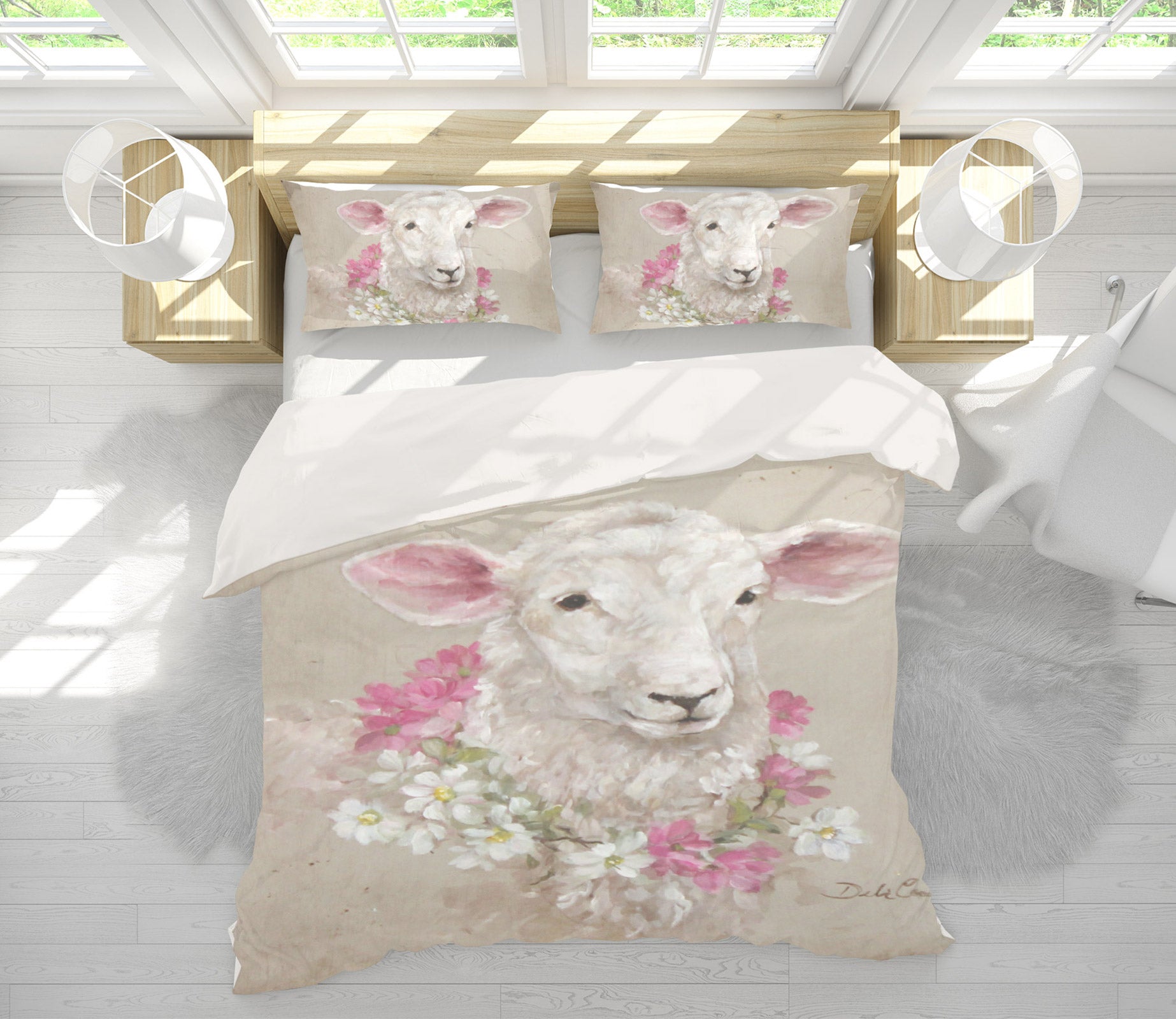 3D Wreathed Sheep 2142 Debi Coules Bedding Bed Pillowcases Quilt
