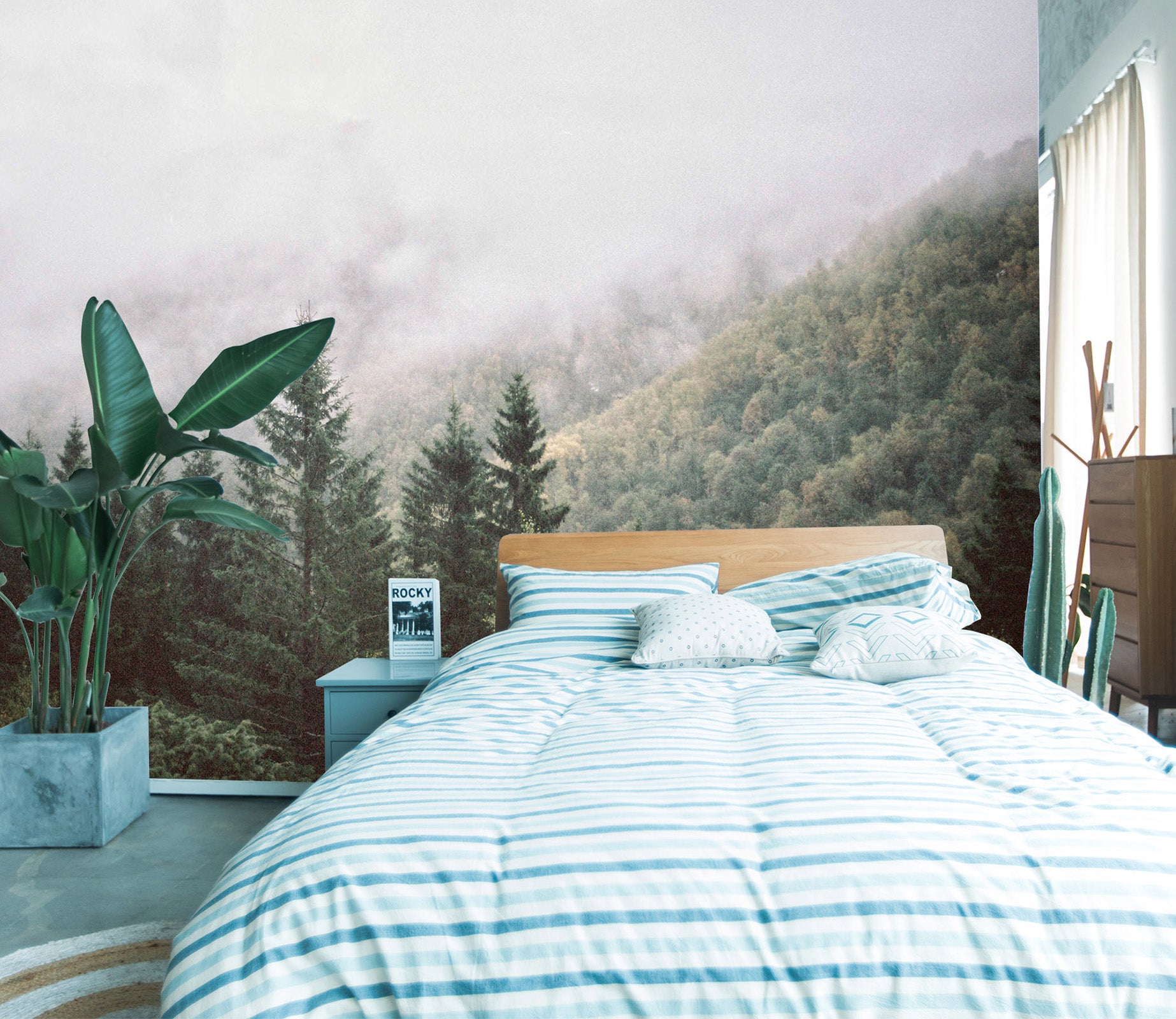 3D White Fog Forest 100 Wall Murals