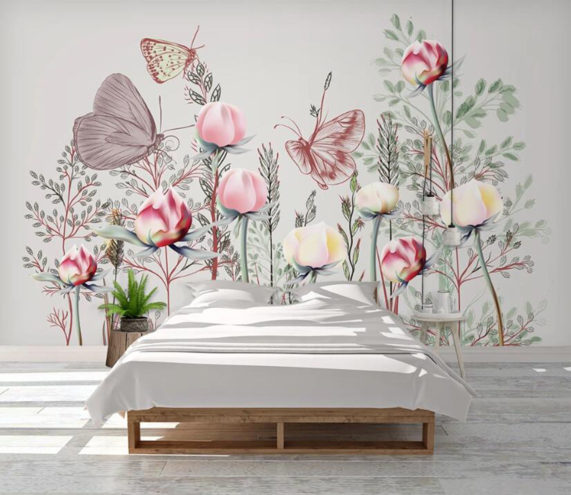 3D Pink And Yellow Vibrant Flowers 2460 Wall Murals
